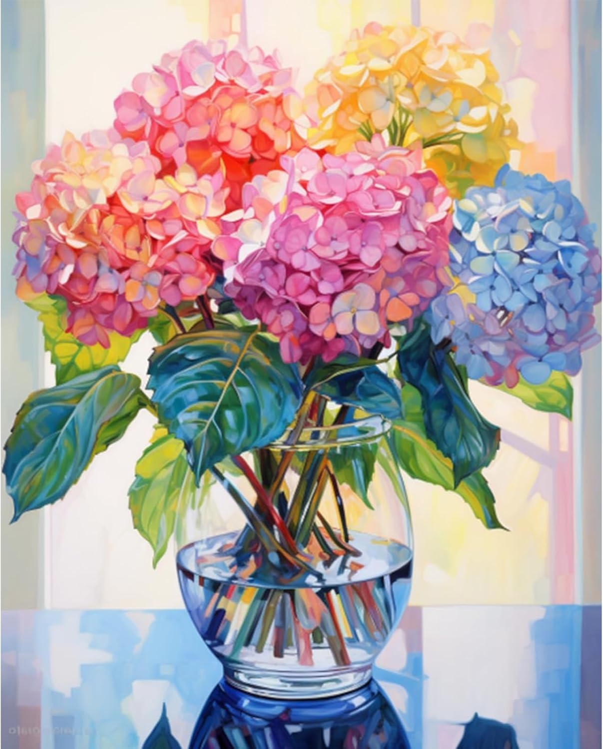 Ausanrl Hydrangea Diamond Painting Kits for Adults-Flowers Diamond Art Kits for Adults,5D Diamond Painting Flowers,DIY Full Drill Diamond Painting Flower Gem Art and Crafts 12x16inch