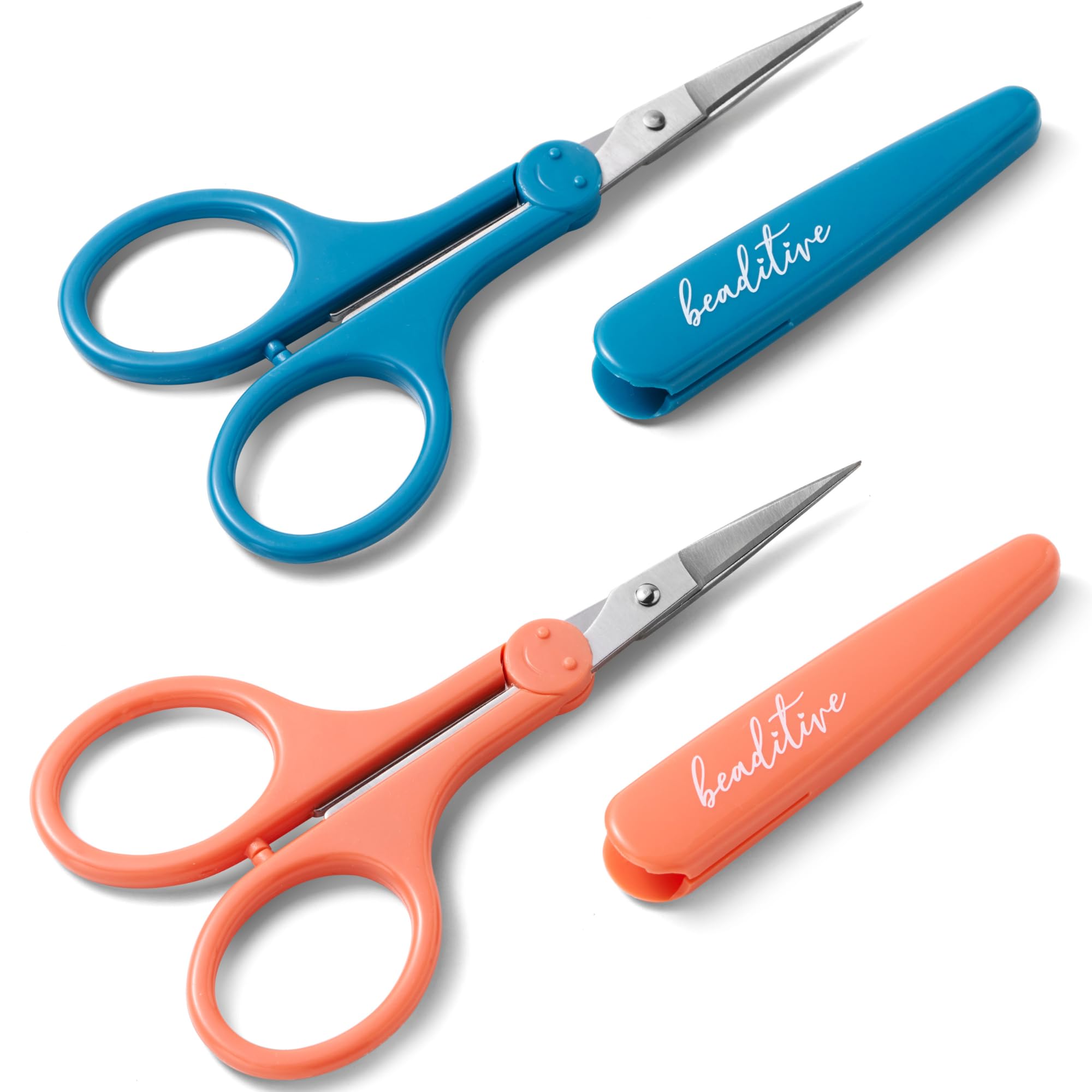 Beaditive High Precision Detail Scissors Set (2-Pc) Sharp, Fine Tips | Paper Cutting, Scrapbooking, Sewing, Crafting | Stainless Steel | Protective Cover (Pastel)