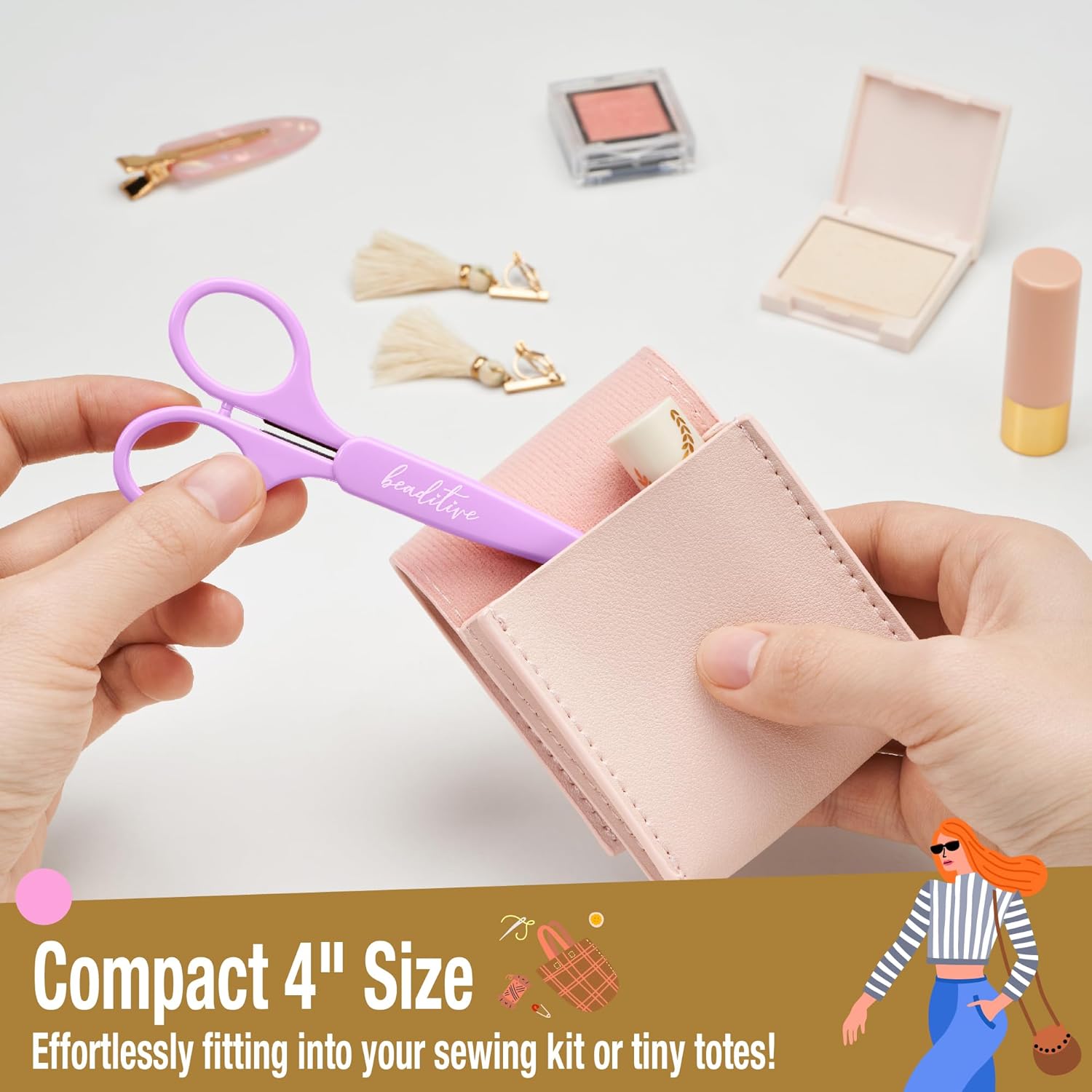 Beaditive High Precision Detail Scissors Set (2-Pc) Sharp, Fine Tips | Paper Cutting, Scrapbooking, Sewing, Crafting | Stainless Steel | Protective Cover (Pastel)