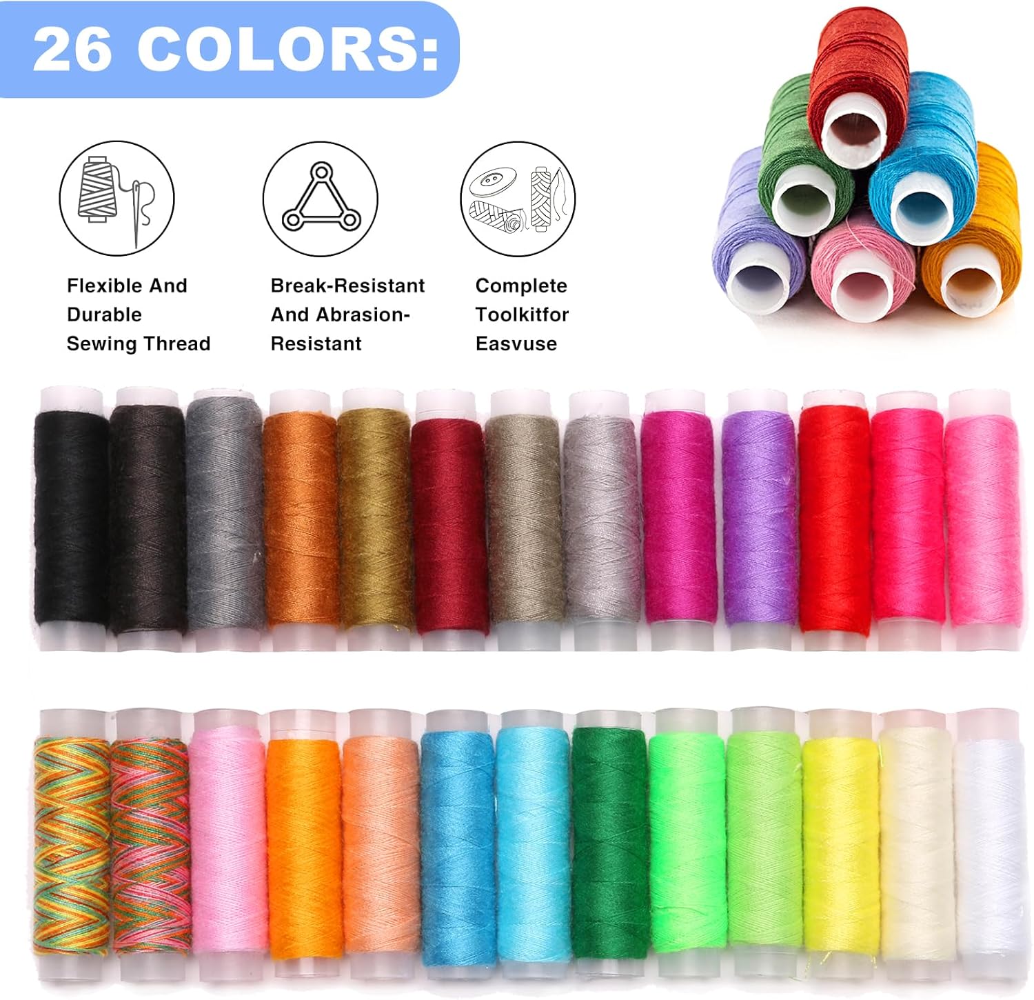 100 PCS Complete Embroidery Stitch Book Kit with Includes Step-by-Step Instructions, Hoops, Threads, Needles & Fabric, All-in-One Portable Starter Set for Adult Beginners & DIY Craft Enthusiasts