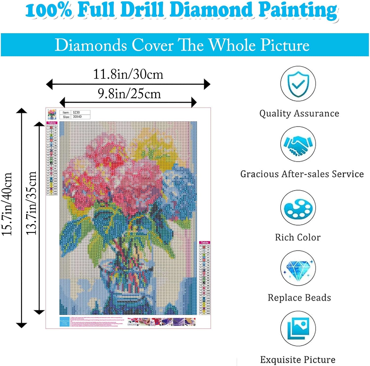 Ausanrl Hydrangea Diamond Painting Kits for Adults-Flowers Diamond Art Kits for Adults,5D Diamond Painting Flowers,DIY Full Drill Diamond Painting Flower Gem Art and Crafts 12x16inch
