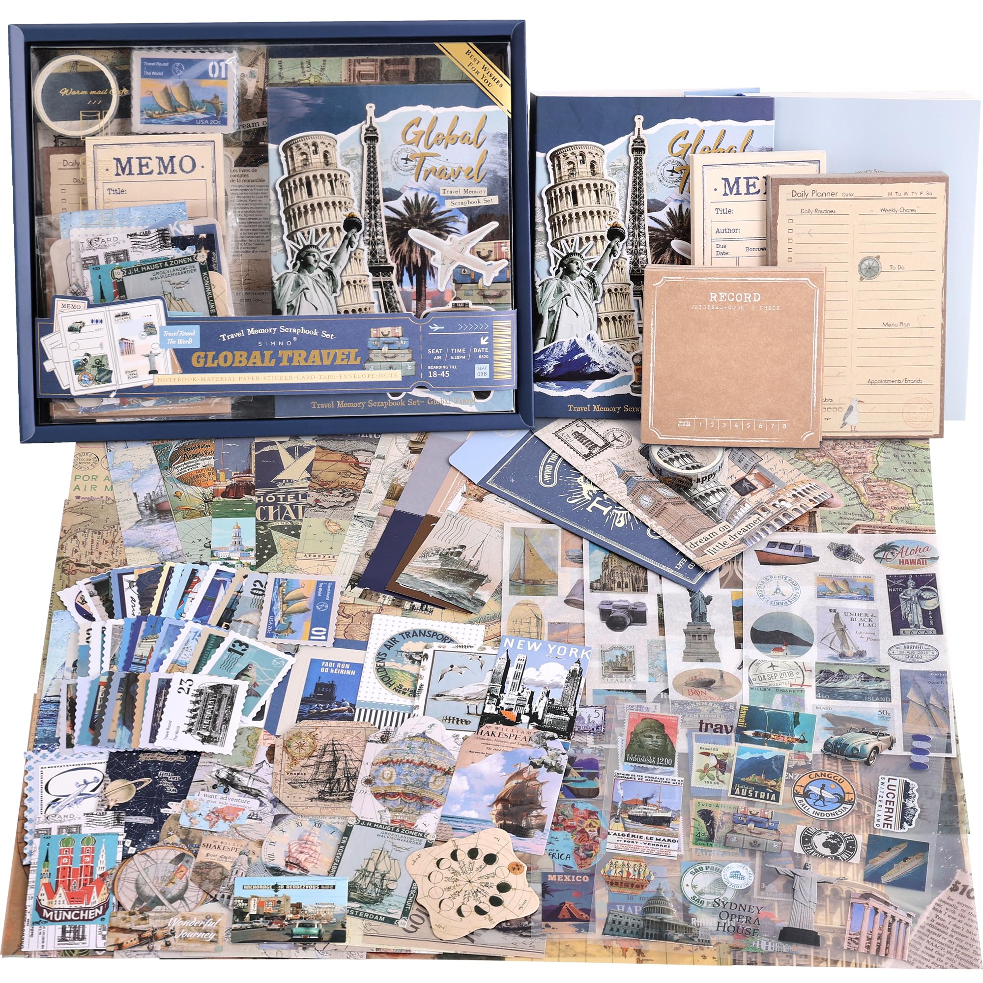 emmoolife Vintage Aesthetic Scrapbooking Supplies Kit, Flowers Botanical Bullet Junk Journal Kit with Journaling Supplies, Tweezers, A6 Grid Notebook,Stationery,Sticker, Birthday Craft Gift for Adult