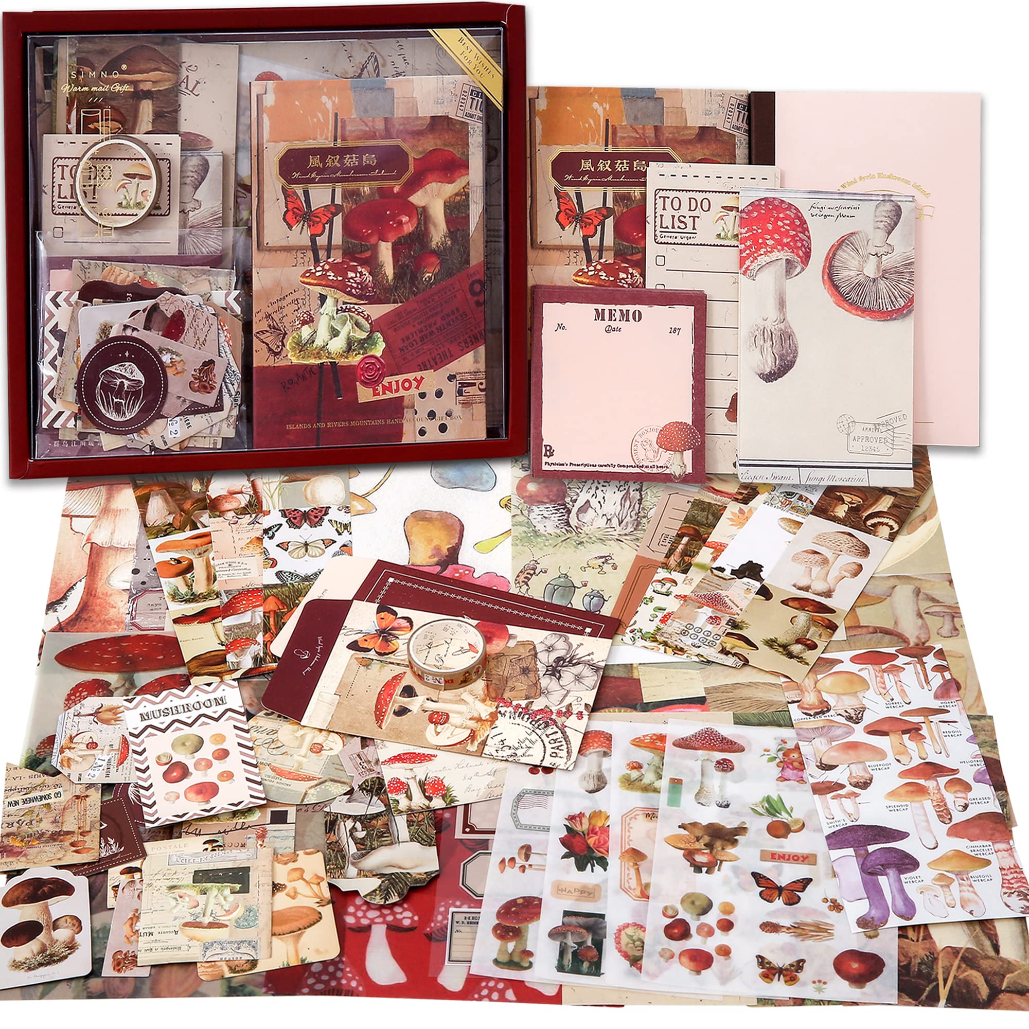 emmoolife Vintage Aesthetic Scrapbooking Supplies Kit, Flowers Botanical Bullet Junk Journal Kit with Journaling Supplies, Tweezers, A6 Grid Notebook,Stationery,Sticker, Birthday Craft Gift for Adult
